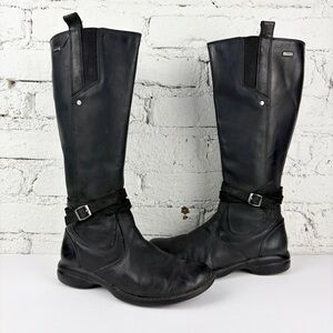 Merrell Tetra Strap Knee High Black Leather Buckle Side Zip Boots 7